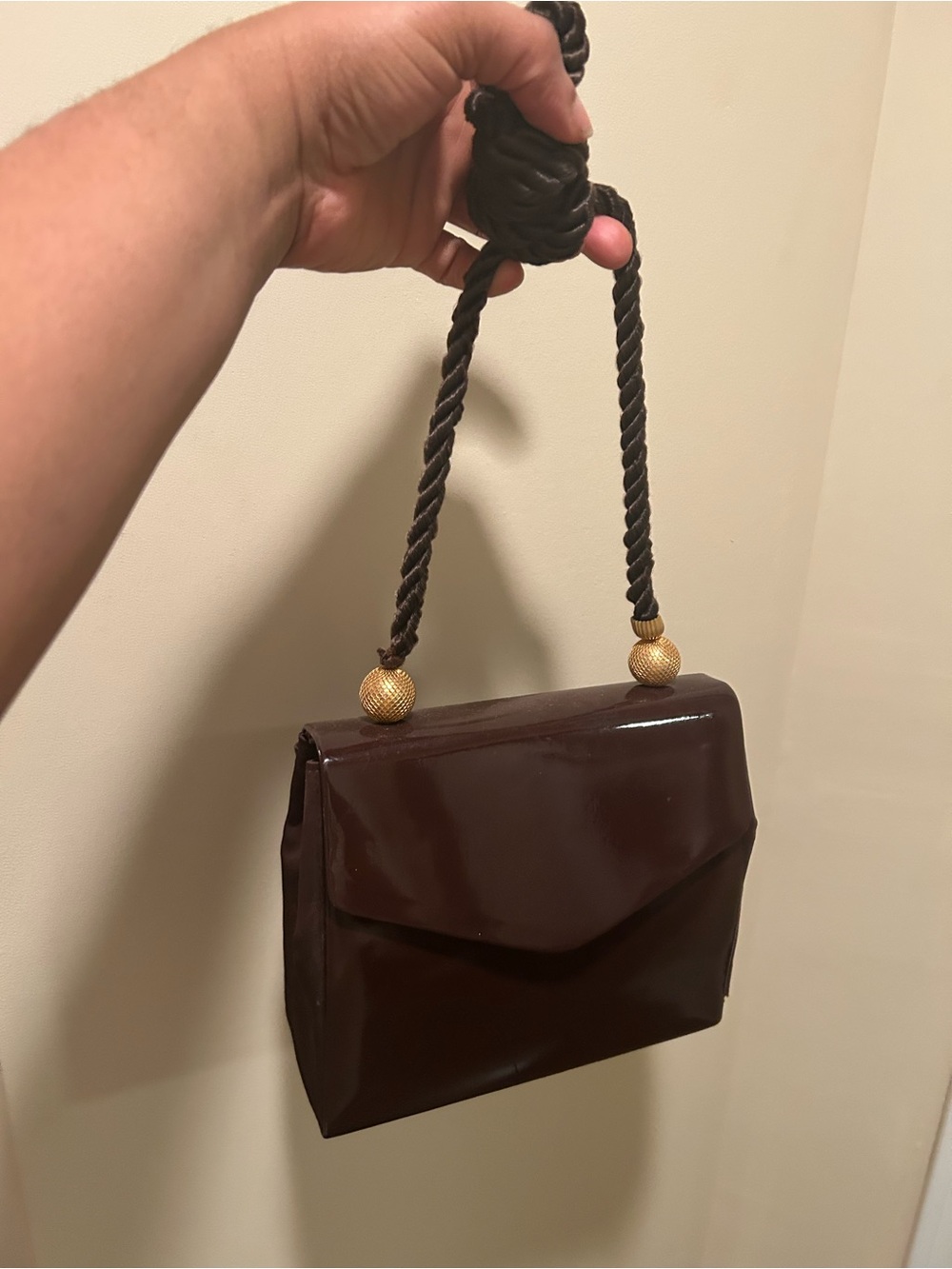 Vintage Dark Brown Rope-Handle Women’s Shoulder Bag